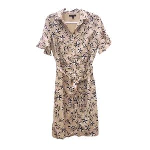 BANANA REPUBLIC Floral Button Down Dress Waist Tie